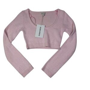 Signature 8 Pink Cropped Long Sleeve Sweater – Size M‎ (NWT)